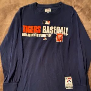 MLB Genuine Merchandise Detroit Tigers Mens Navy Long Sleeve T Shirt Medium M